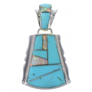Genuine Sterling Silver Turquoise And Opal Pendant EX44359