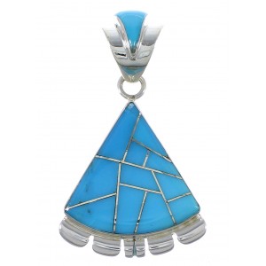 Sterling Silver Turquoise Inlay Southwest Pendant AX48944