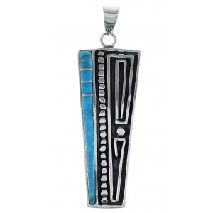 Turquoise Inlay And Sterling Silver Jewelry Southwest Pendant AX48976