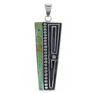 Turquoise Inlay Silver Southwestern Pendant AX48985