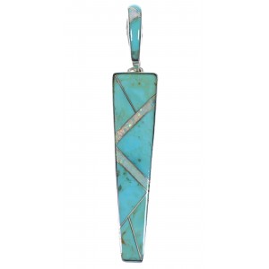 Turquoise Opal Inlay Jewelry Authentic Sterling Silver Pendant CX46118