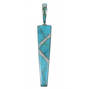 Turquoise And Opal Southwest Silver Pendant CX46123