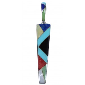 Sterling Silver Multicolor Inlay Southwest Pendant CX46232