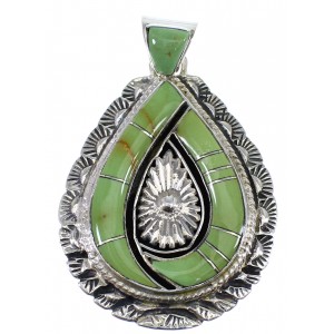 Turquoise Inlay Southwest Silver Pendant CX46262
