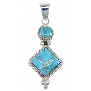 Turquoise Inlay Southwest Sterling Silver Pendant CX46293