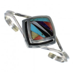 Genuine Sterling Silver And Multicolor Cuff Bracelet EX45081