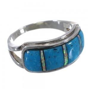 Southwest Opal Turquoise Inlay Sterling Silver Ring Size 6-3/4 GS56024