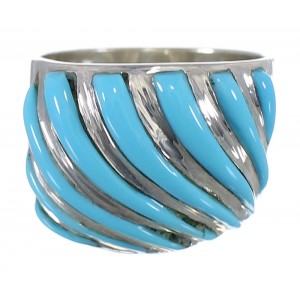 Southwest Turquoise Sterling Silver Jewelry Ring Size 8-3/4 YS61639