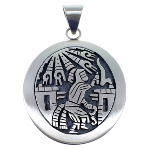 George Phillips Hopi Kachina Figure Water Wave Silver Pendant EX49124