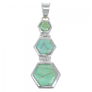 Southwest Turquoise Genuine Sterling Silver Pendant CX47233