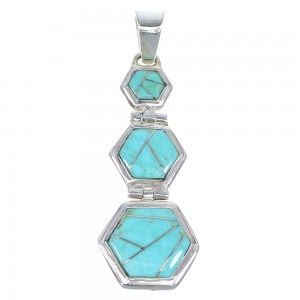 Turquoise Inlay Genuine Sterling Silver Pendant Jewelry CX47242