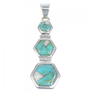 Genuine Sterling Silver Opal And Turqouise Pendant Jewelry CX47263