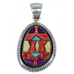 Multicolor Southwest Sterling Silver Slide Pendant EX48795