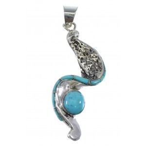 Turquoise Inlay Southwest Sterling Silver Pendant AX47795