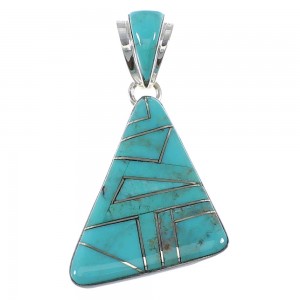 Turquoise Inlay Genuine Sterling Silver Jewelry Pendant AX48035