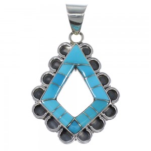 Sterling Silver And Southwestern Turquoise Inlay Pendant AX48105