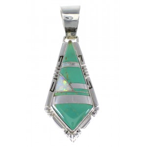 Sterling Silver Turquoise And Opal Jewelry Inlay Pendant AX48227