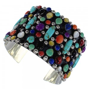 Authentic Silver Southwestern Multicolor Cuff Bracelet CX49042