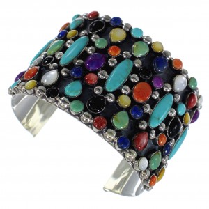 Multicolor Southwestern Genuine Sterling Silver Cuff Bracelet CX49050