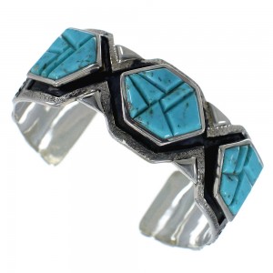 Southwest Turquoise Inlay Sterling Silver Cuff Bracelet CX49141