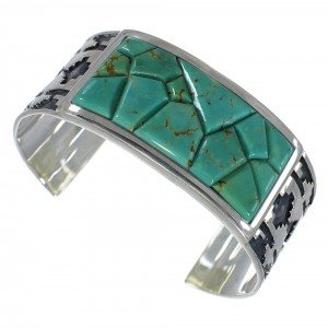 Genuine Sterling Silver Turquoise Substantial Cuff Bracelet CX49252