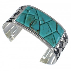 Sterling Silver Turquoise Well-Built Southwest Cuff Bracelet CX49274