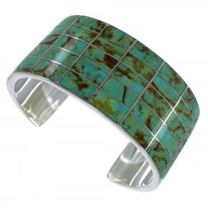 Sterling Silver Turquoise Inlay Southwest Cuff Bracelet CX49526