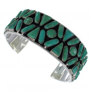 Southwest Sterling Silver Turquoise Sturdy Cuff Bracelet CX49574