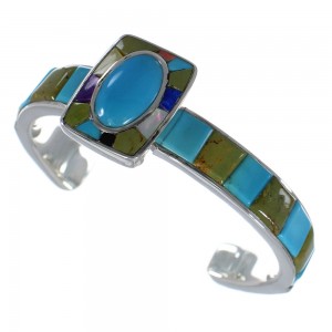 Southwest Multicolor Genuine Sterling Silver Cuff Bracelet CX49644