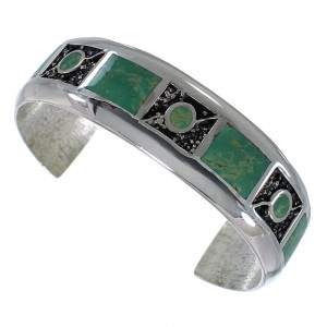 Southwest Turquoise Authentic Sterling Silver Cuff Bracelet CX49657