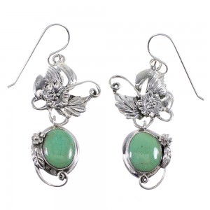 Southwestern Silver Turquoise Hook Dangle Flower Earrings AX50011