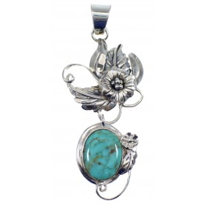 Southwestern Turquoise Silver Flower Pendant AX50162