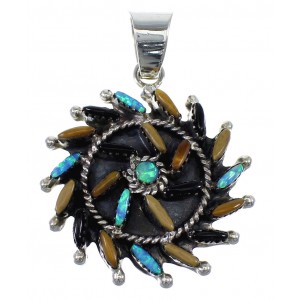 Multicolor Sterling Silver Needlepoint Pendant AX51138