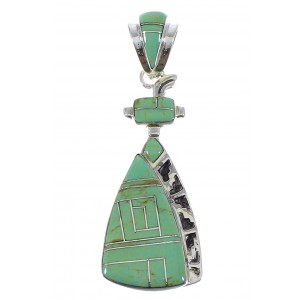 Turquoise Inlay Authentic Sterling Silver Pendant AX50355