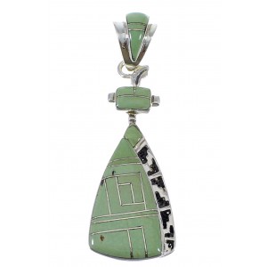 Authentic Sterling Silver Turquoise Inlay Pendant AX50363