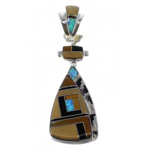 Silver And Multicolor Inlay Pendant AX50384