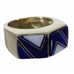 Lapis And Opal Inlay 14 Karat Gold Ring Size 5-1/4 EX50609