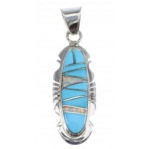 Sterling Silver Turquoise And Opal Inlay Pendant  YX51599