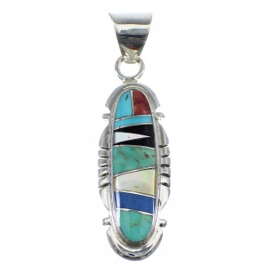 Authentic Sterling Silver Multicolor Inlay Pendant YX51619