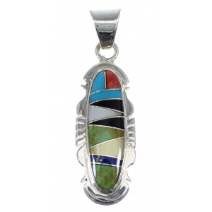 Genuine Sterling Silver Multicolor Inlay Pendant YX51621