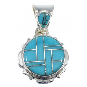 Turquoise Inlay Genuine Sterling Silver Pendant YX51798