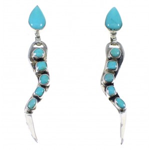 Turquoise Authentic Sterling Silver Southwest Post Dangle Earrings YX51868