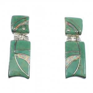 Southwest Turquoise And Opal Inlay Silver Earrings EX54026