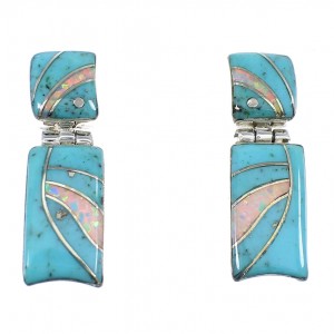 Turquoise And Opal Southwest Silver Earrings EX54027