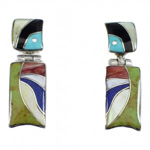 Multicolor Sterling Silver Post Dangle Earrings EX54033