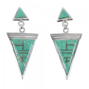 Sterling Silver Turquoise Post Dangle Southwestern Earrings YX52360