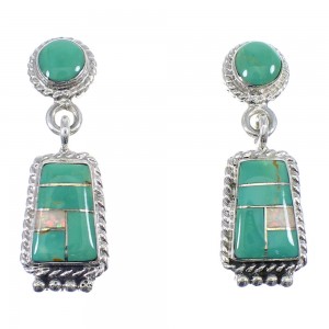 Sterling Silver Turquoise Opal Inlay Post Dangle Earrings YX53474