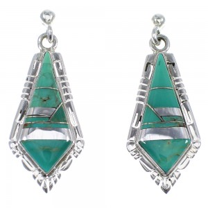 Southwest Turquoise Inlay Silver Earrings RX55326