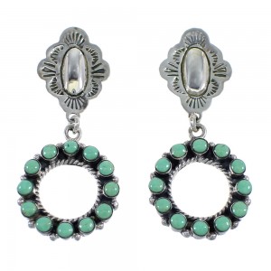 Southwestern Turquoise Sterling Silver Post Dangle Earrings YX53425