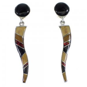 Multicolor Sterling Silver Post Dangle Southwestern Earrings YX53093